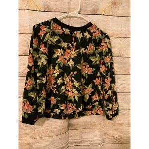 Tropical Summer Flower Floral Long Sleeve Crop Top